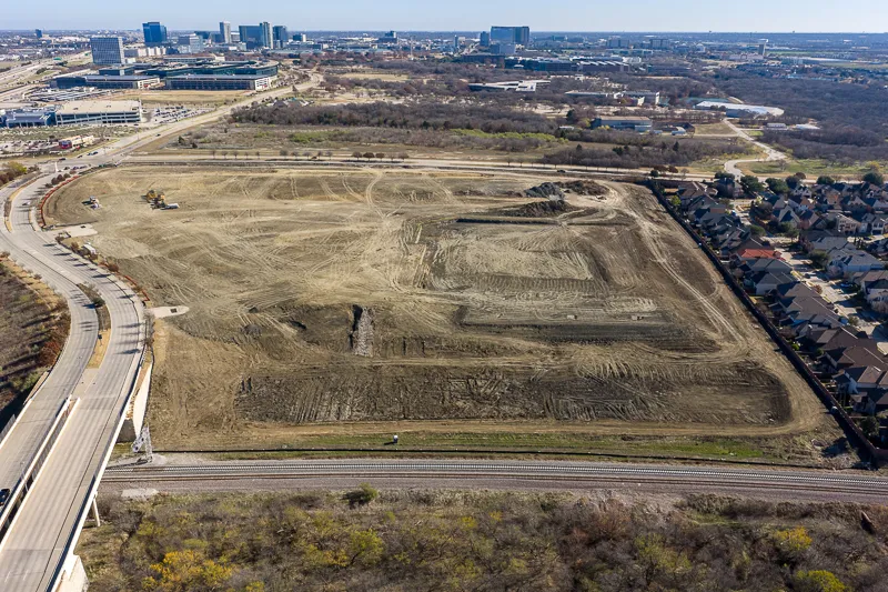 Aerial photo of construction progress at Dallas Texas location.