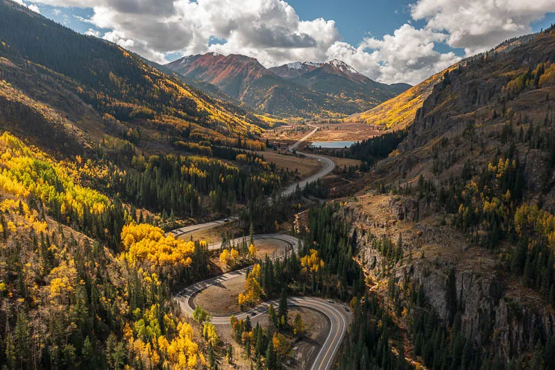 Drone aerial photograph taken near Ouray, Colorado.